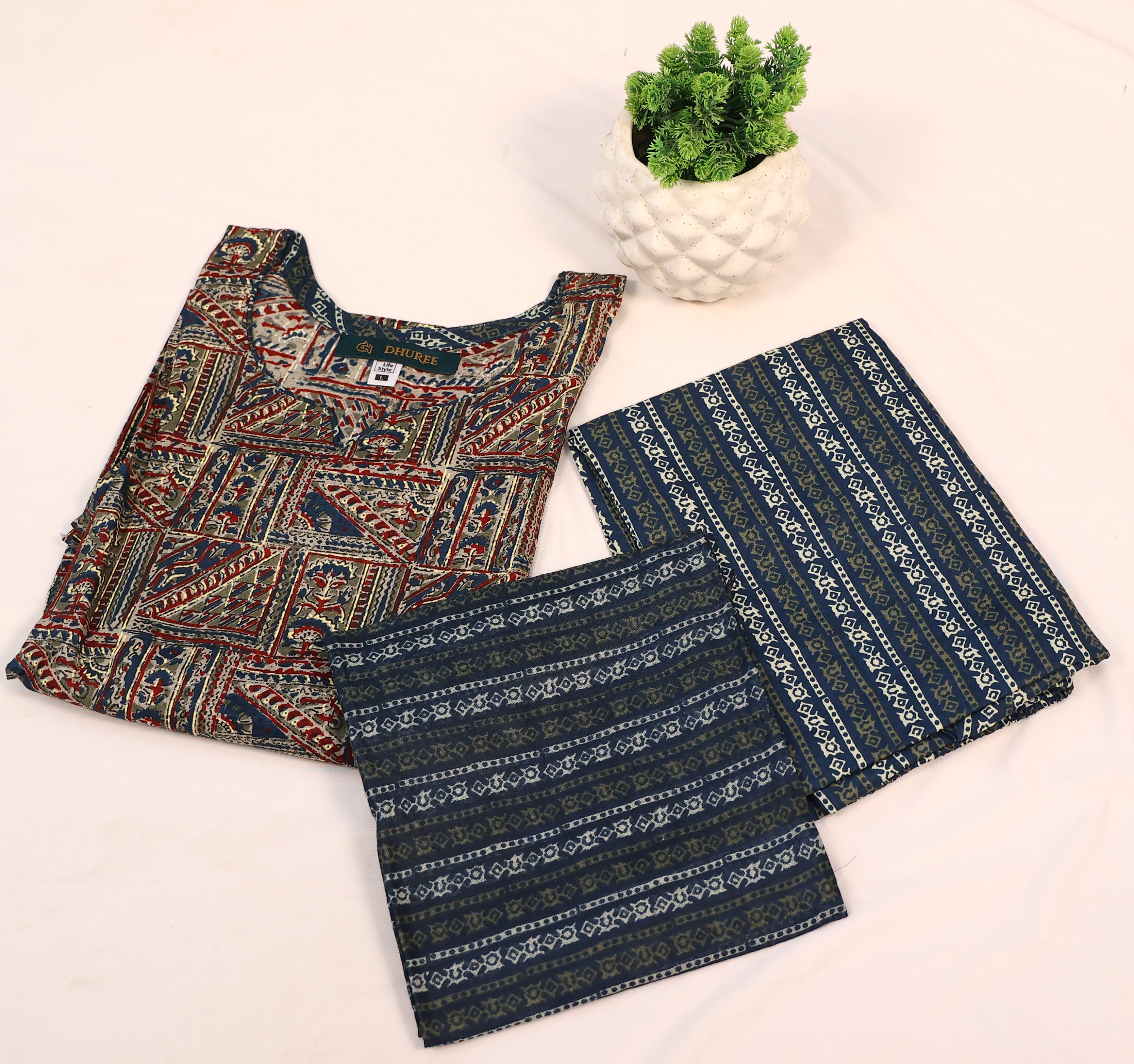 Pure Cotton Floral Printed Straight Kurta Set