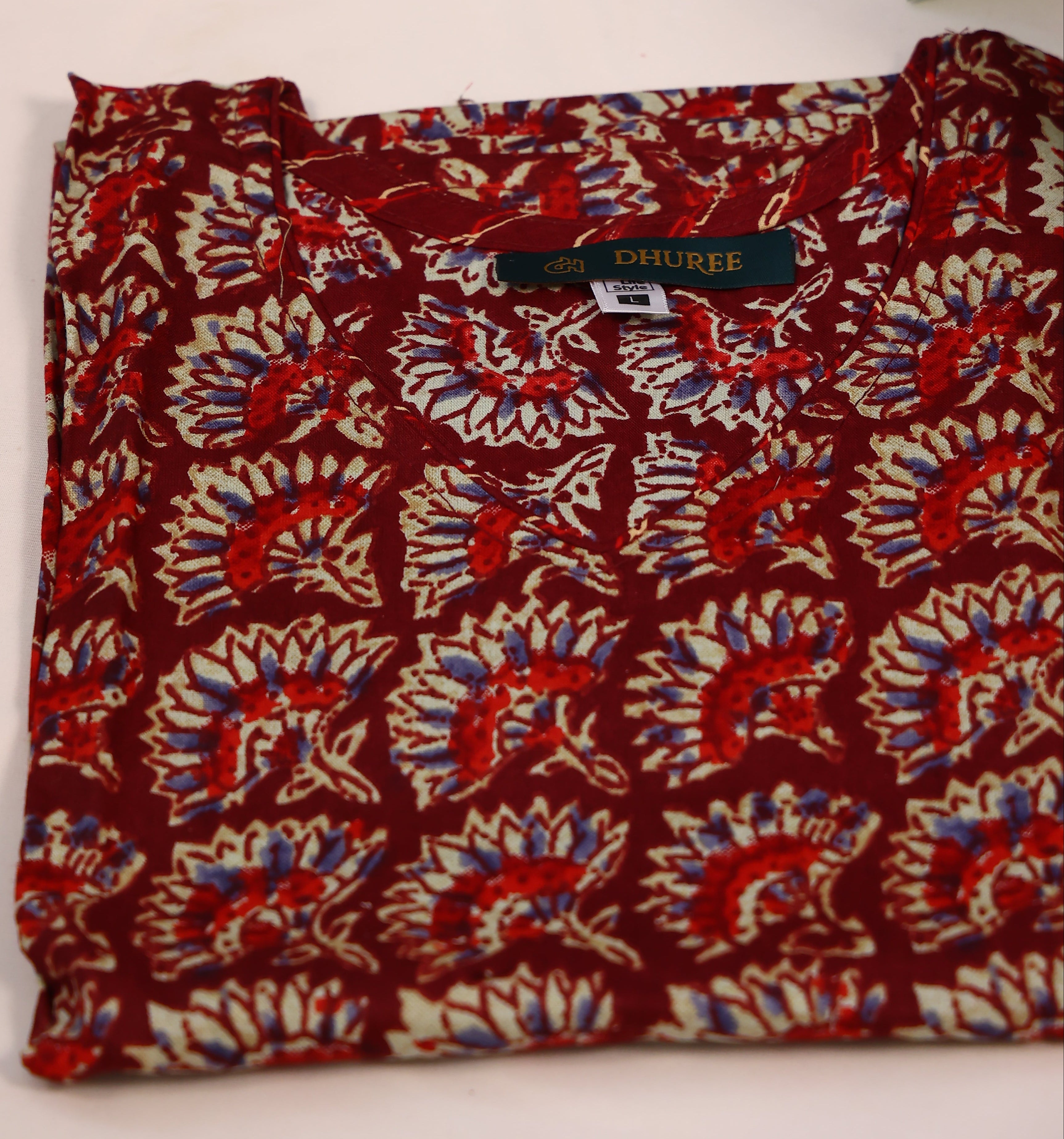 Brown Cotton Printed Dupatta, Pant & Kurta Set