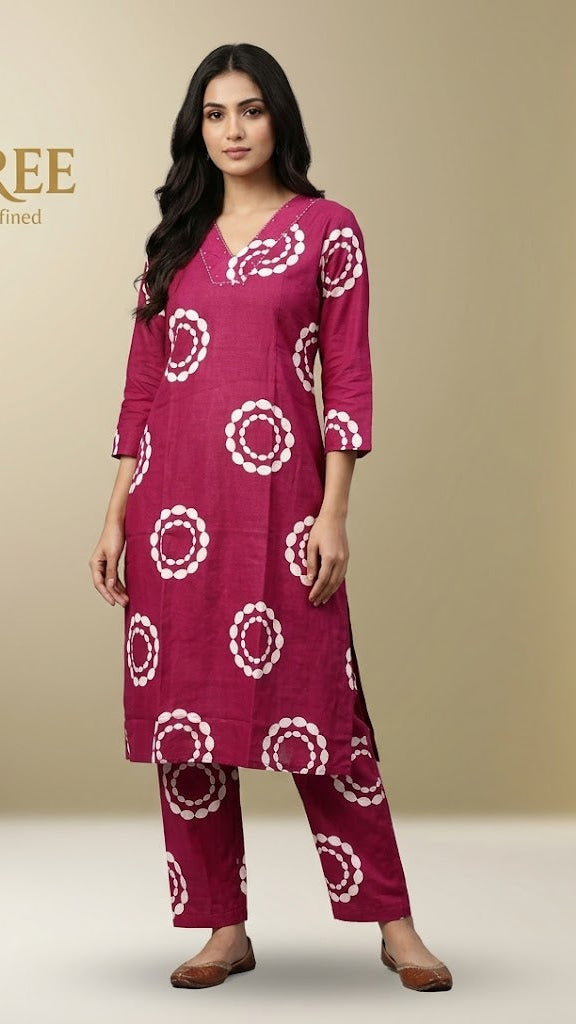Pure Cotton Printed Straight Kurta Set