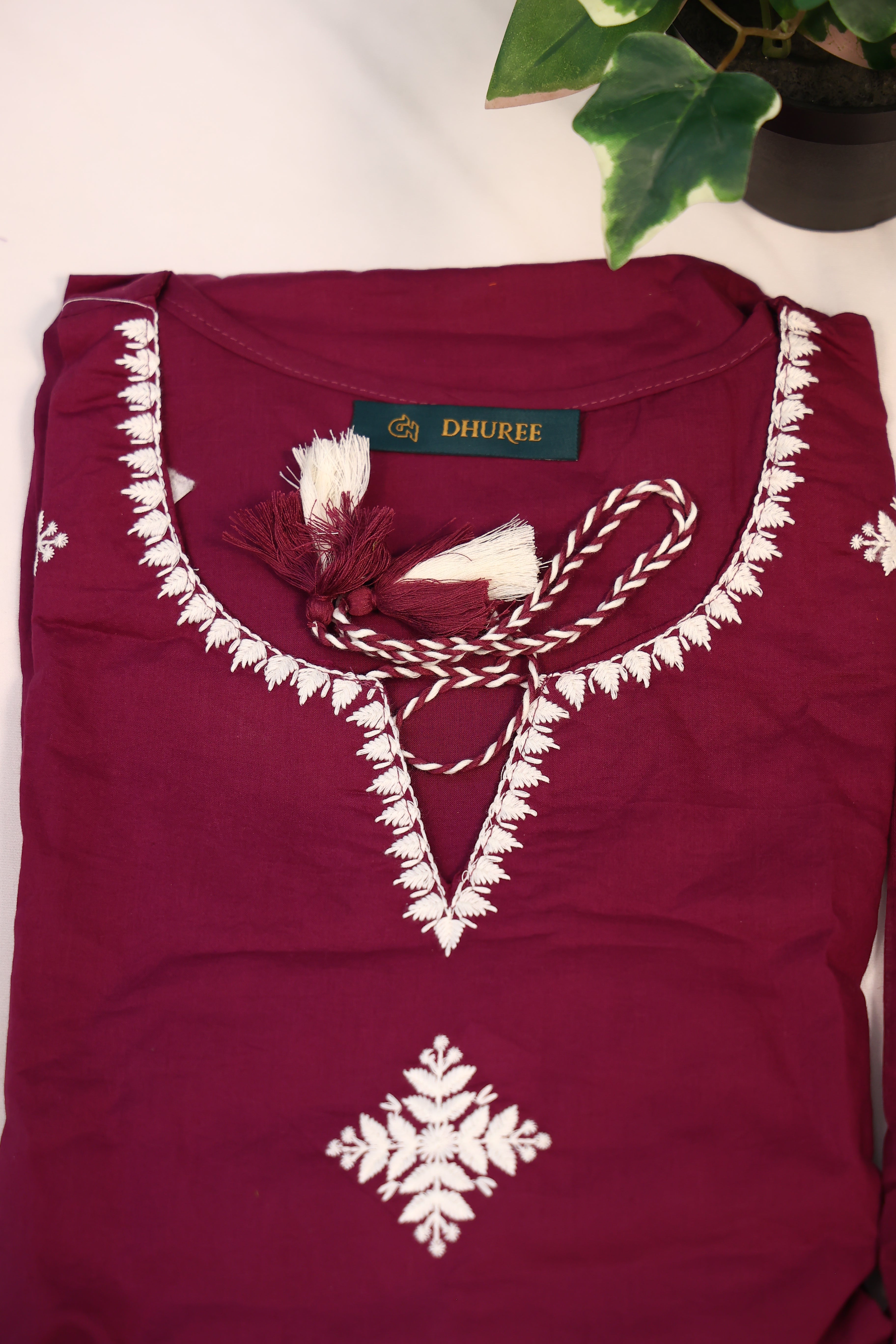 Purple Embroidered  Kurta Set