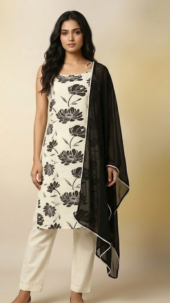 Cotton Ikat A-line Kurta Set