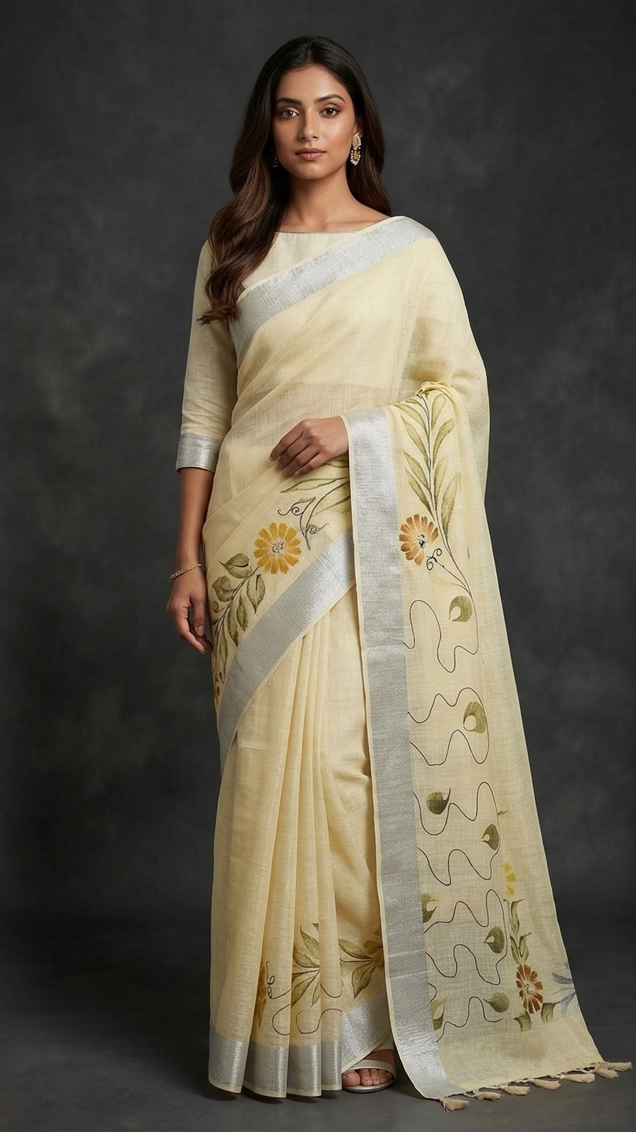 DHUREE COTTON LINEN SAREE.