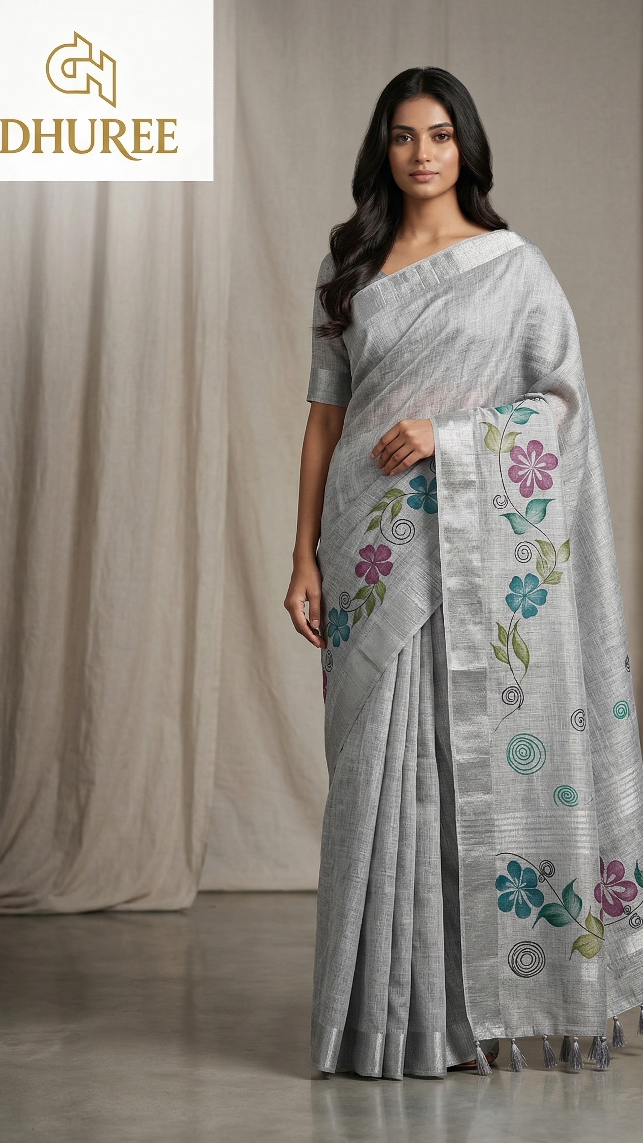 DHUREE COTTON LINEN SAREE.