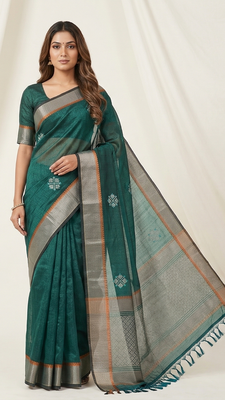- DHUREE LINEN SAREE.