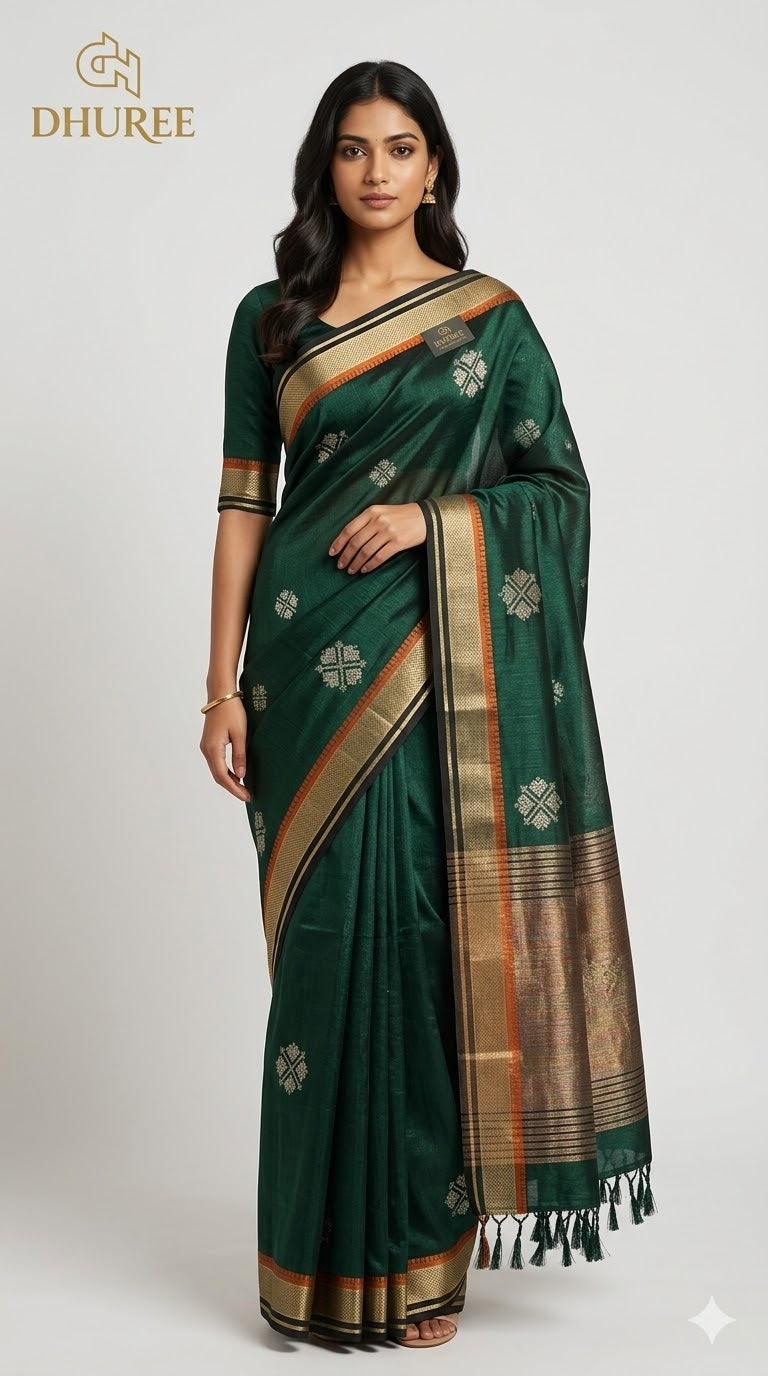 - DHUREE LINEN SAREE.
