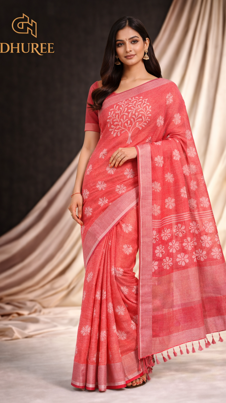 - DHUREE  LINEN  SAREE.