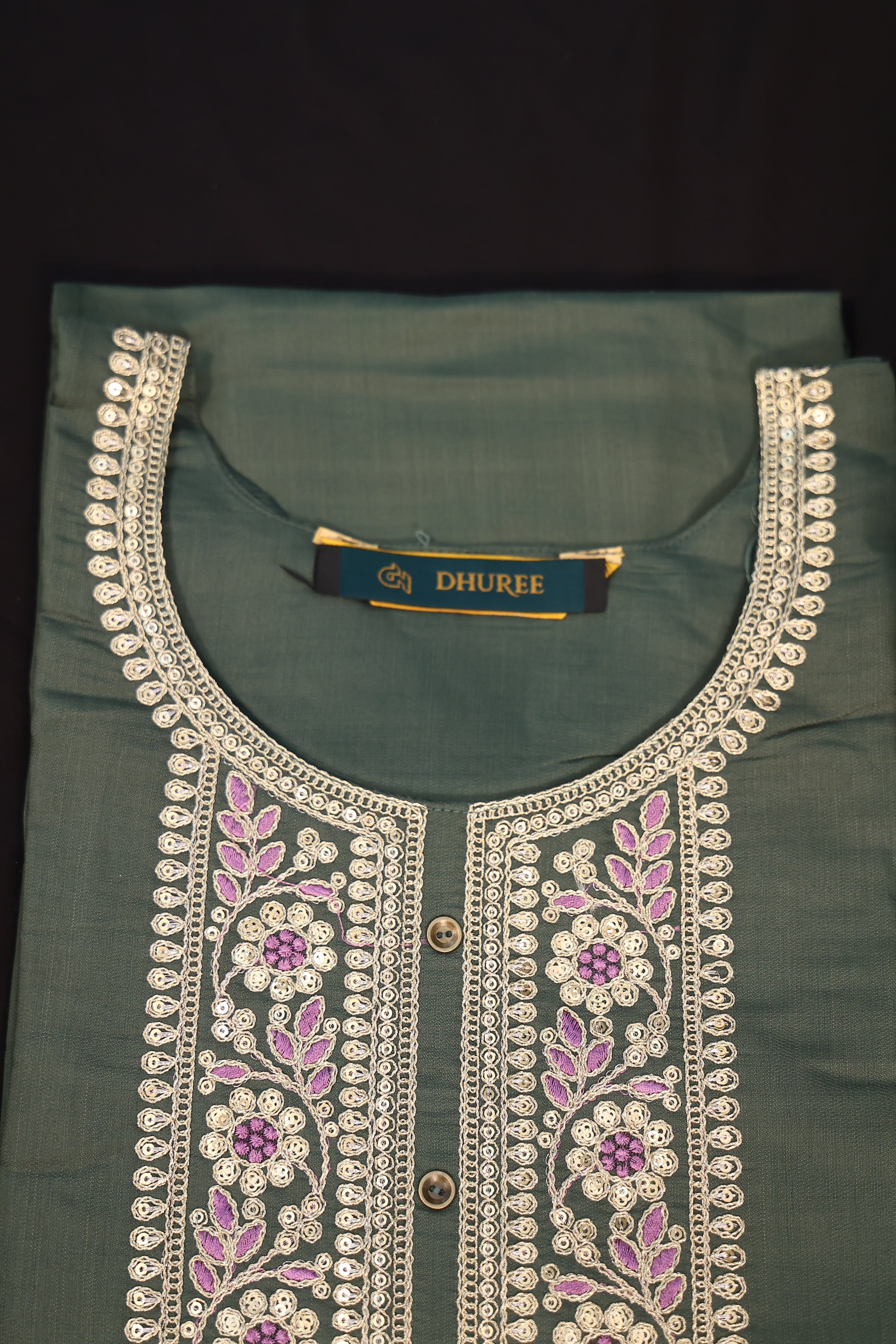 Green Zardosi Kurta Pant Set With Dupatta