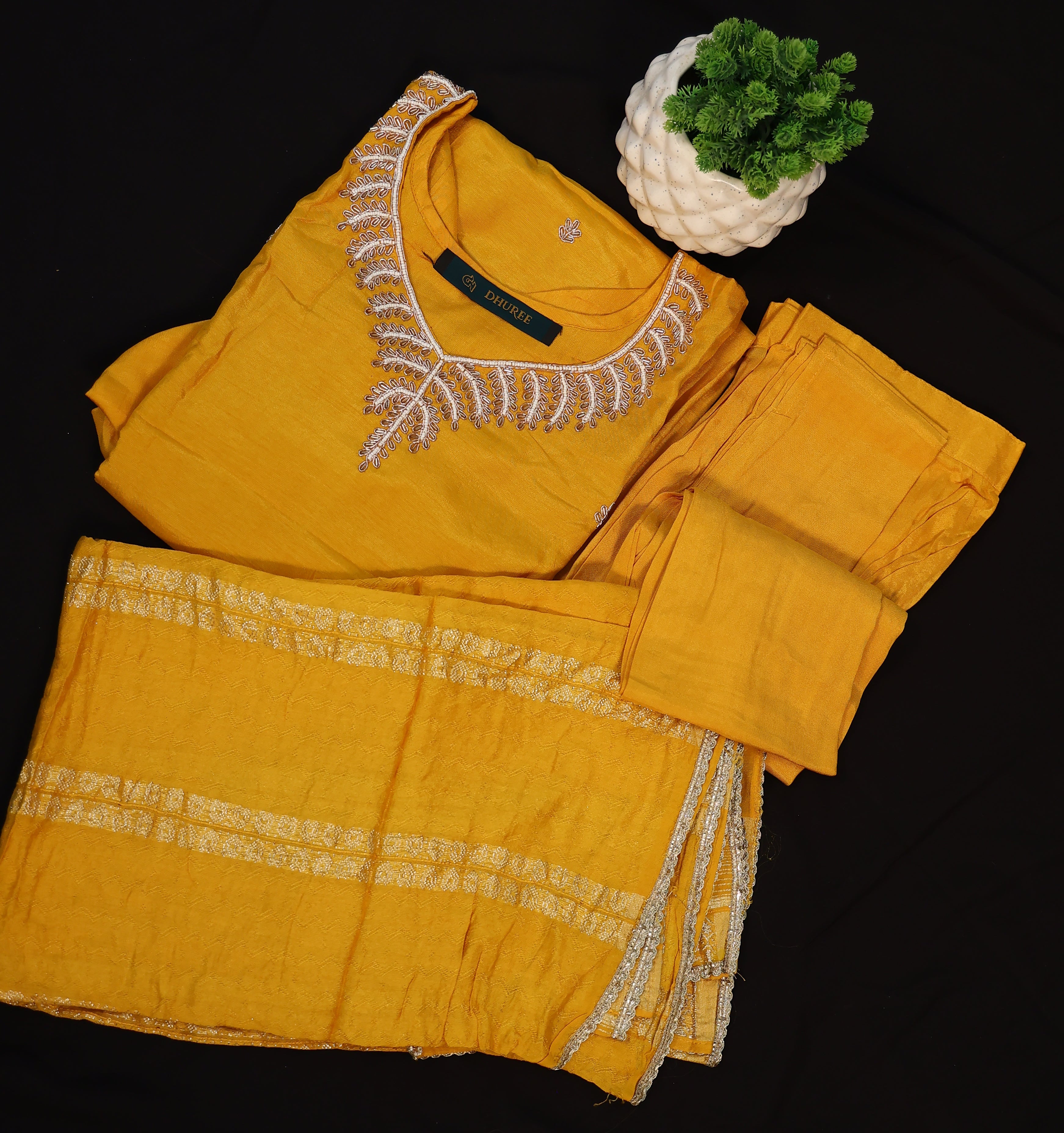 Women Yellow silk  Viscose Rayon Kurta Sets
