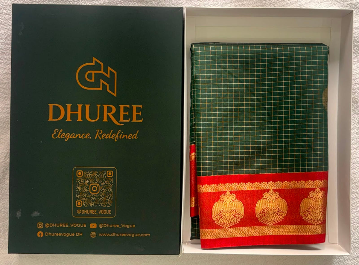 DHUREE PREMIUM QUALITY KANCHI SILK SAREES WITH BROKET BLOUSE