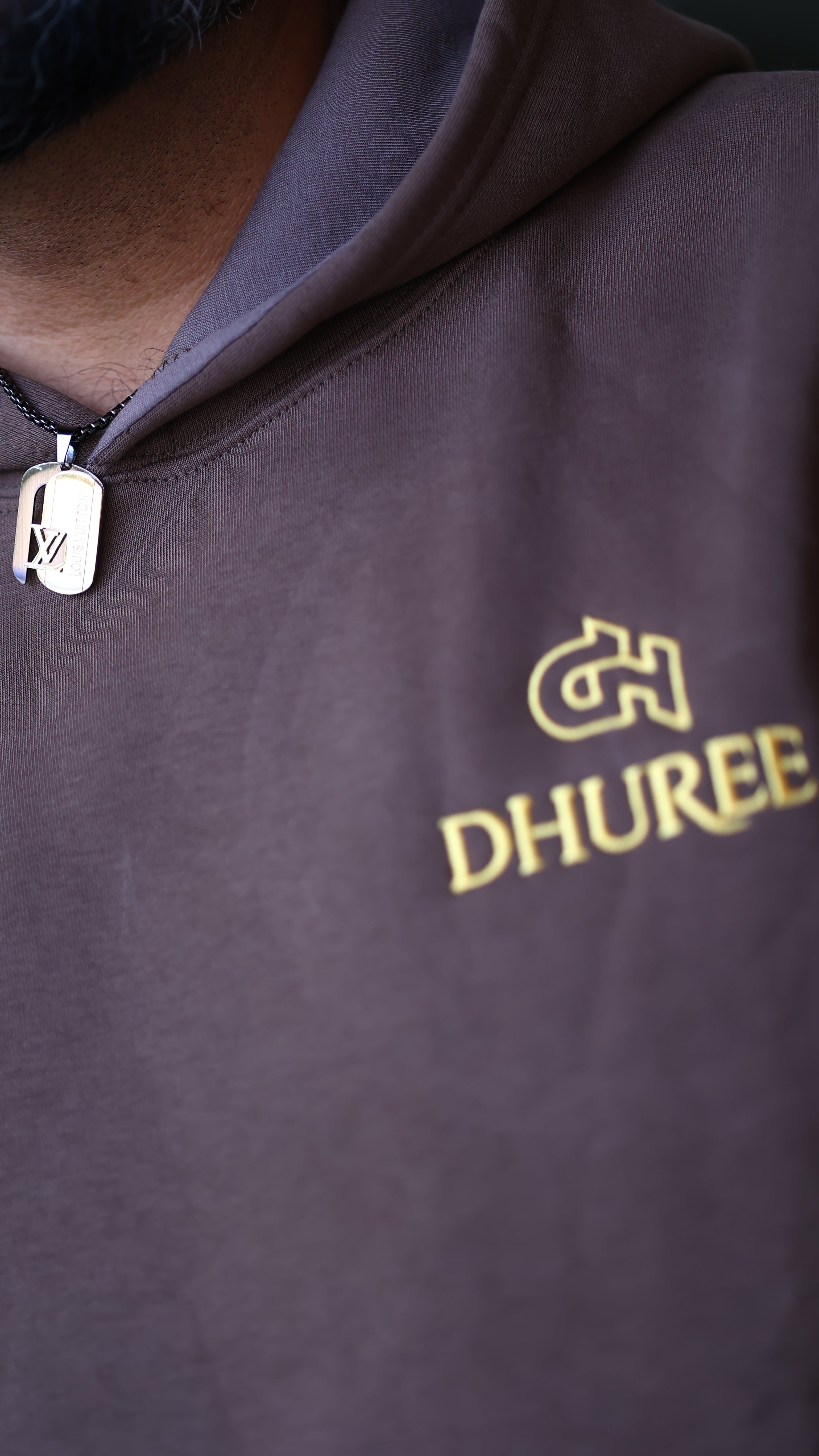 Brown unisex premium hoodies with Logo Embroidery