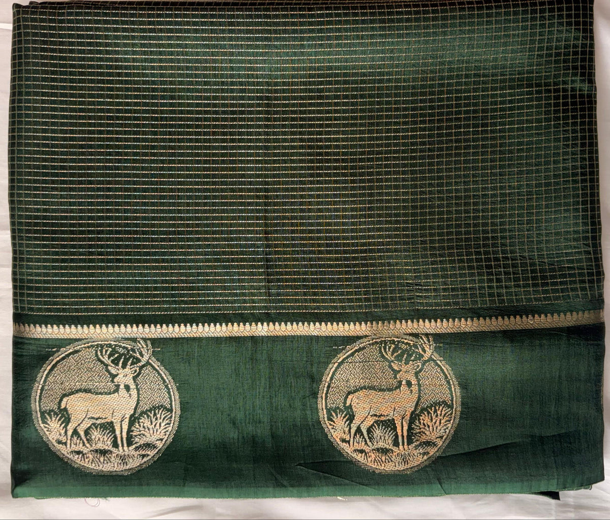DHUREE VISCOSE SAREE WITH CHECKERED ZARI.